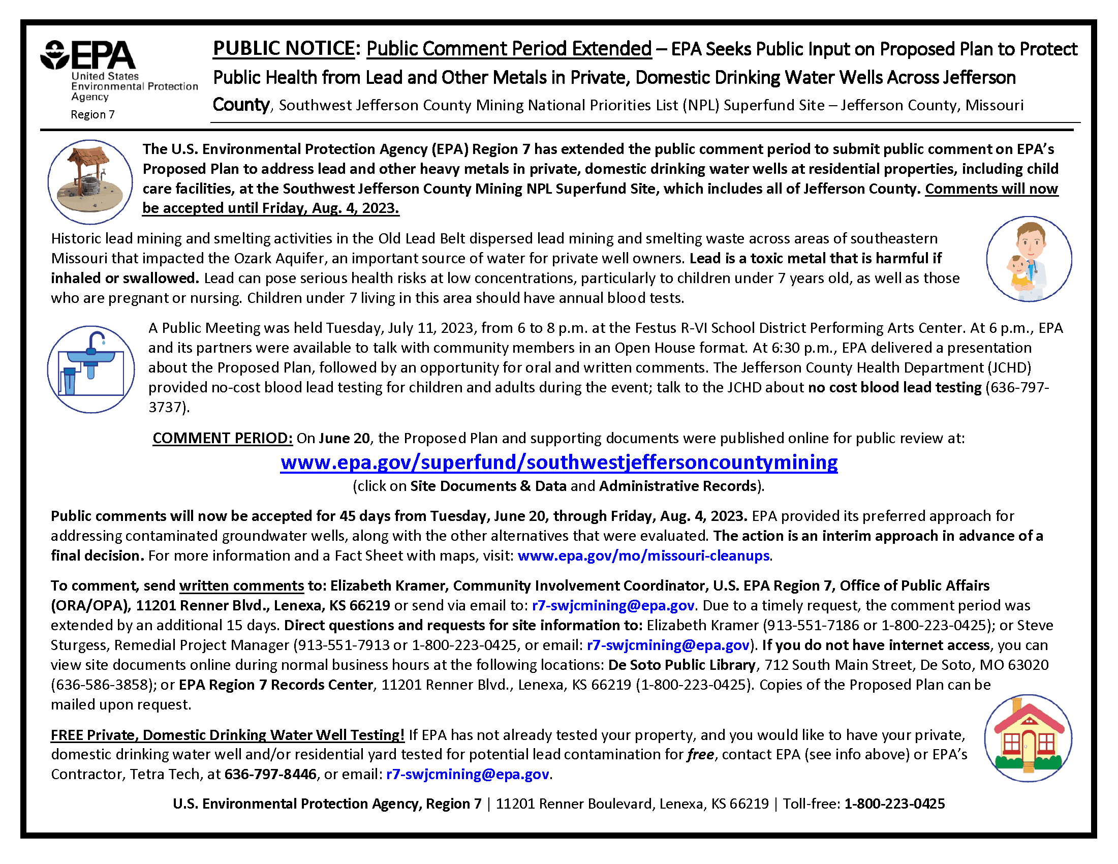 2023-07 EPA Public Notice SW Jefferson County Mining Private DW Wells - Comment Period Extended FINA
