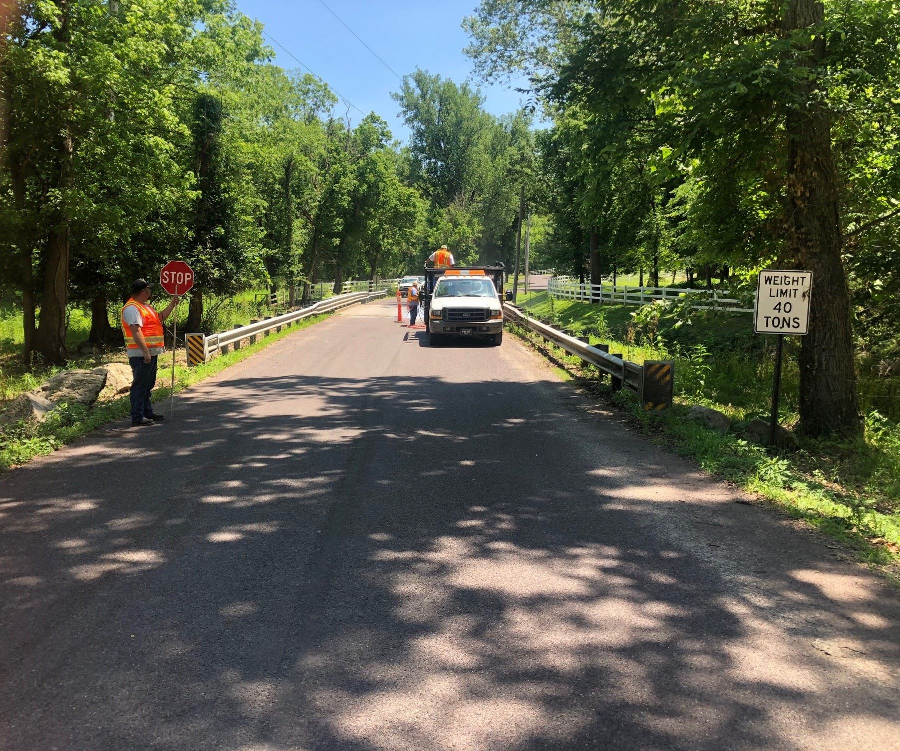 Worker directing traffic in the workzone